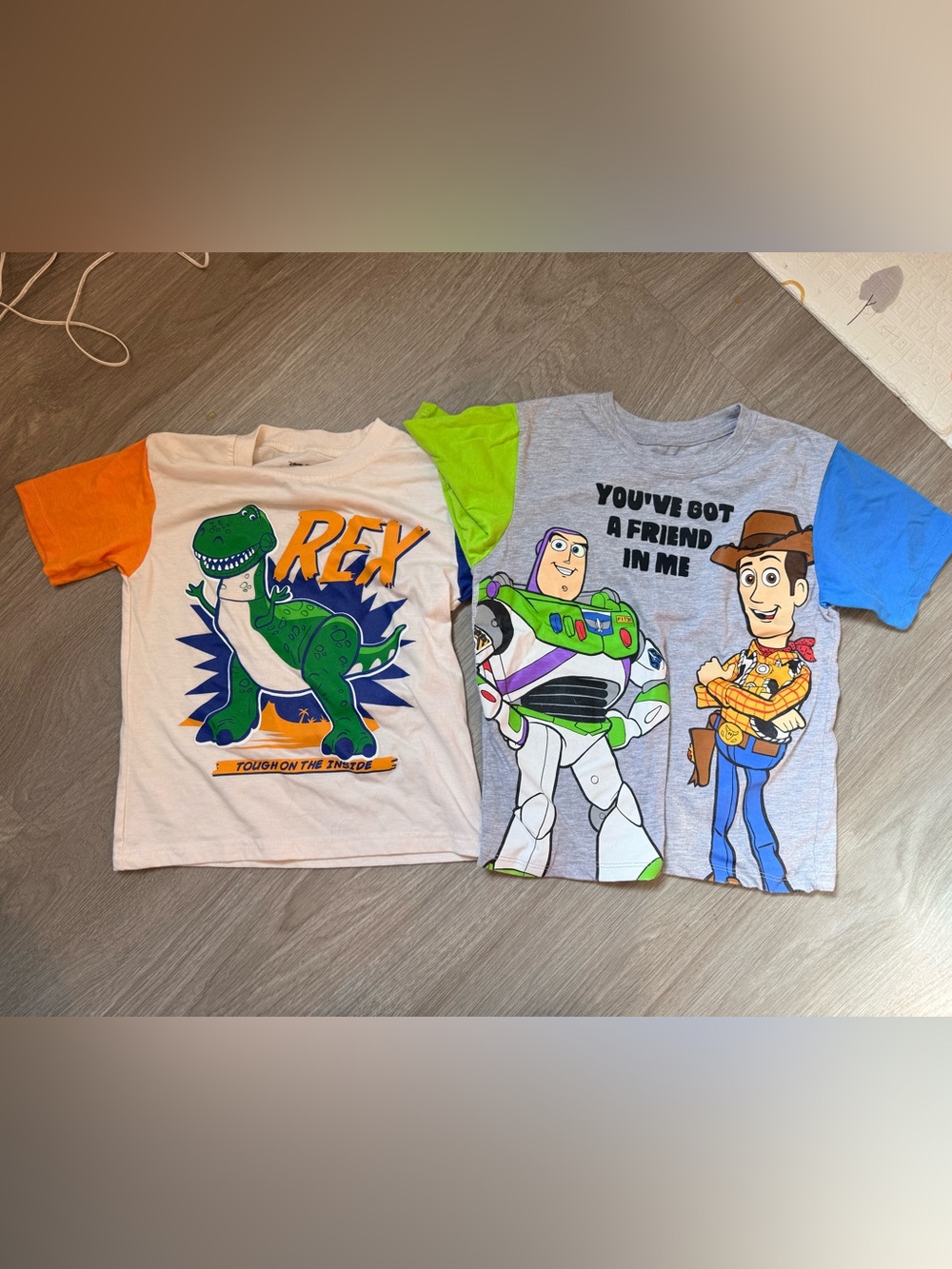 Toy Story Buzz & Rex Graphic Tee Set - Gray, Cream, Green